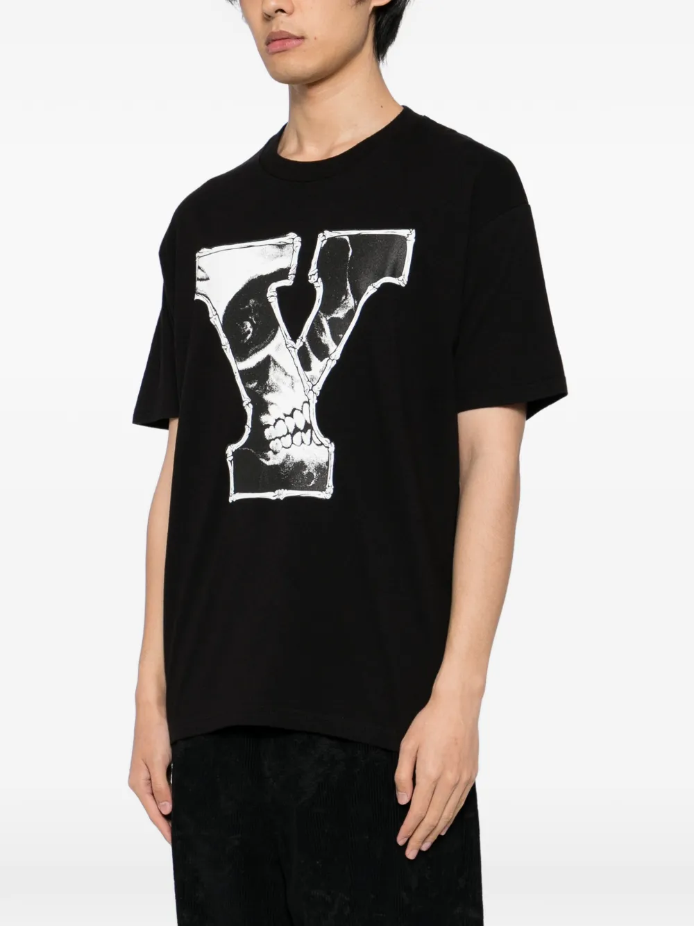 Yohji Yamamoto Katoenen T-shirt met grafische print Zwart