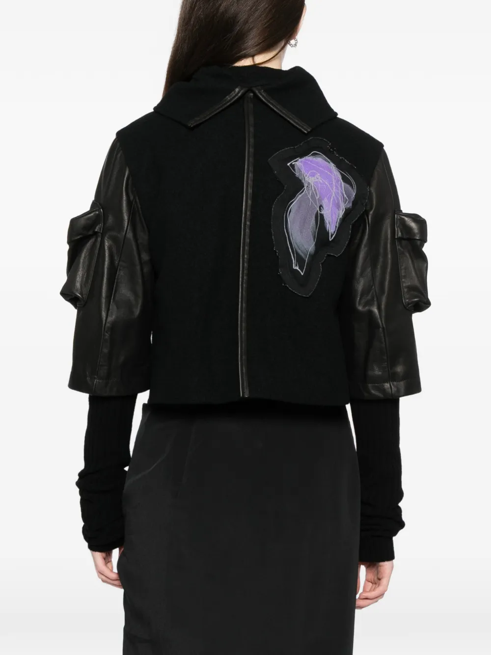 Yohji Yamamoto Suède jack met geribbelde mouwen Zwart