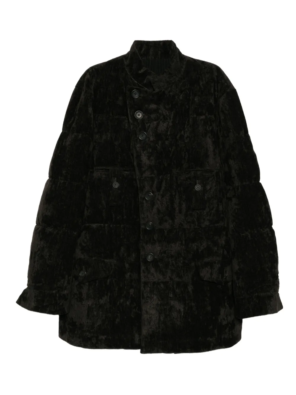Yohji Yamamoto linen velvet horizontal padded coat | Brown | Image 1