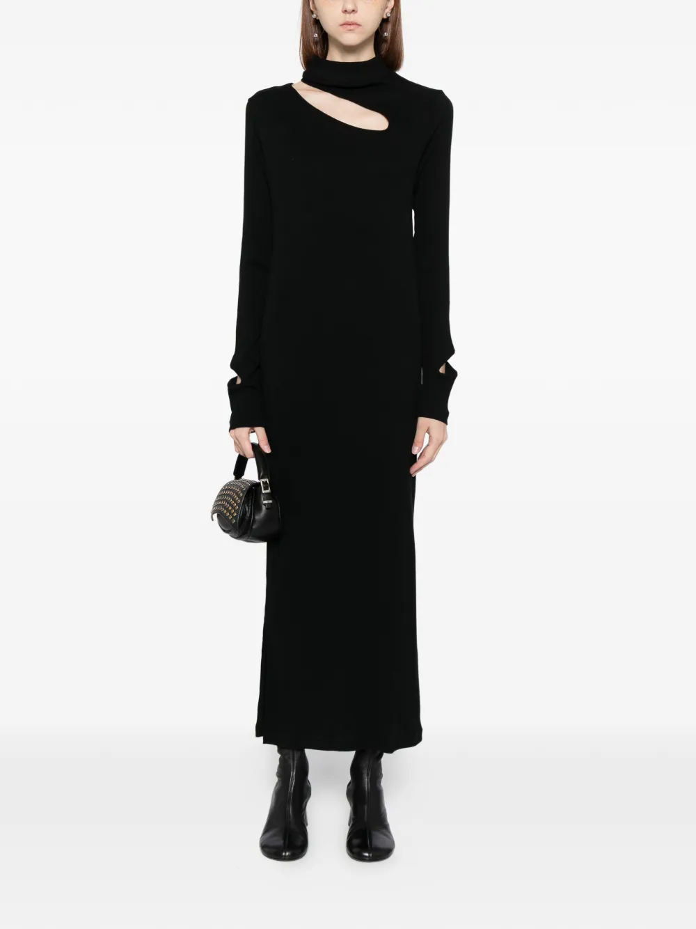 Yohji Yamamoto asymmetric long dress - Zwart