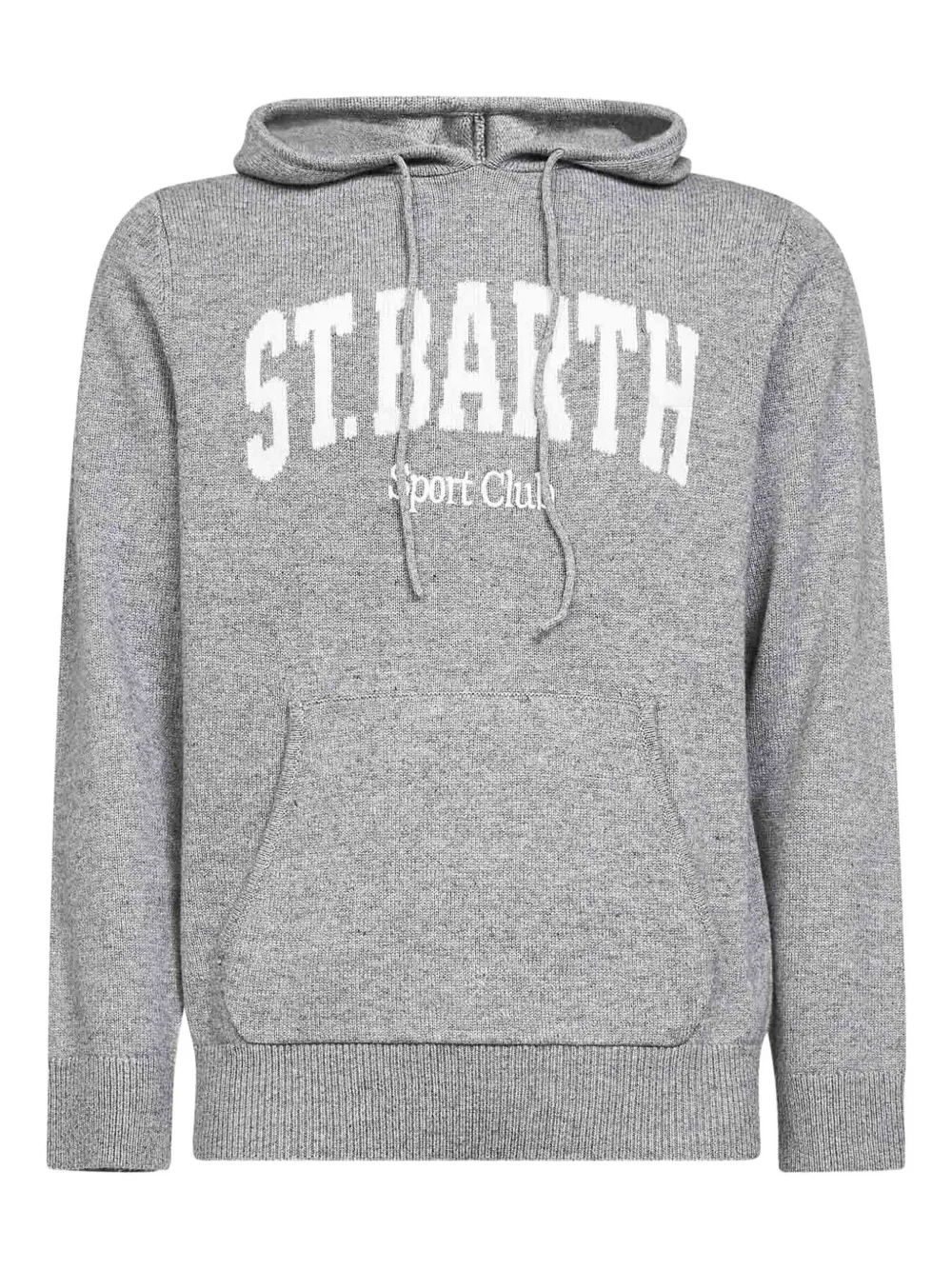 Mc2 Saint Barth Grey Wool Blend Knit Wood Hoodie In Gray