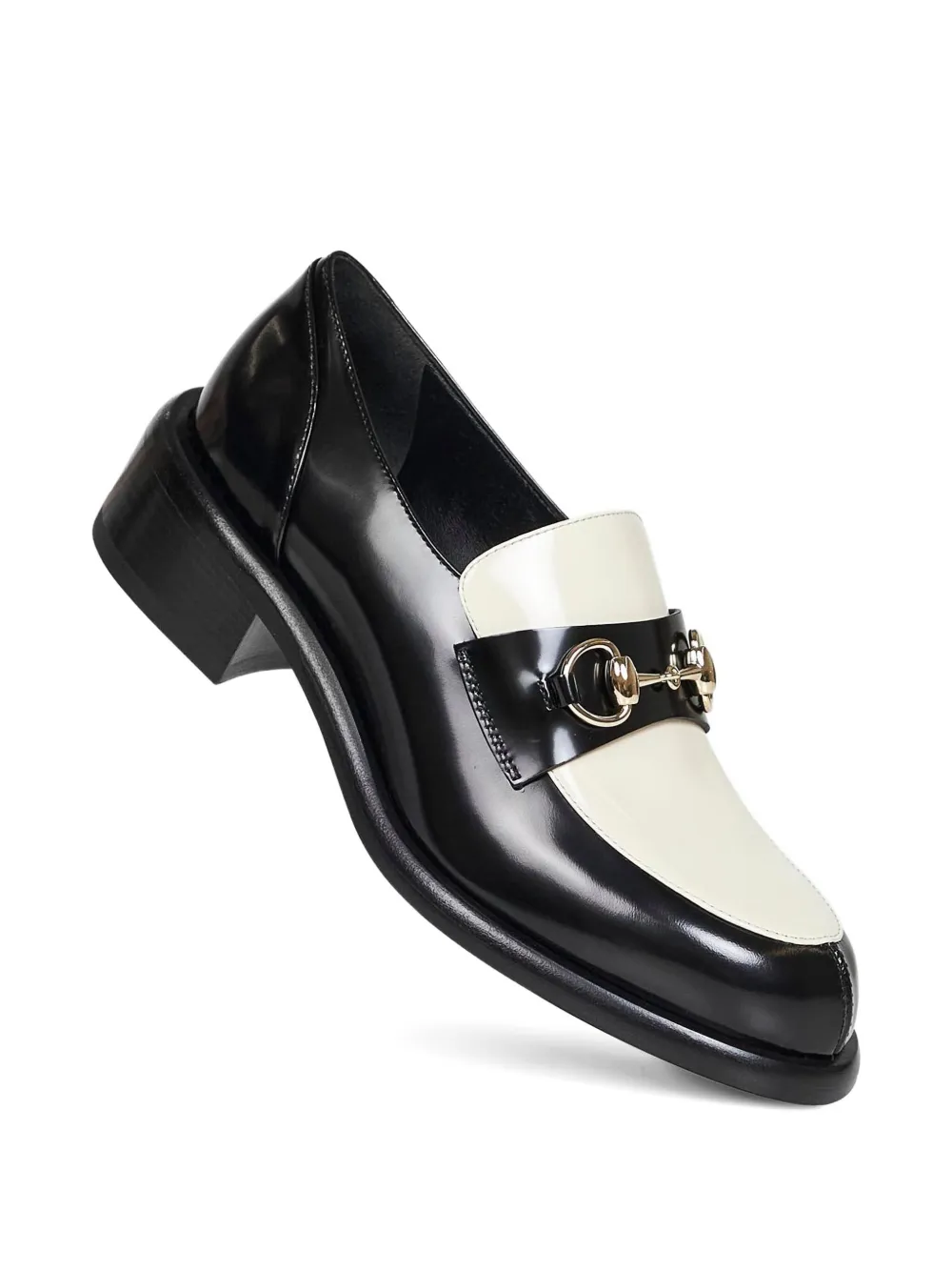 Gucci Women Two-tone Leather Loafers With Horsebit In Multi