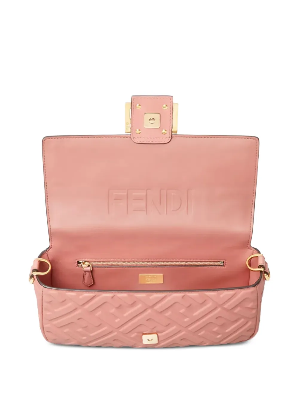 FENDI Baguette schoudertas met FF-patroon met reliëf Roze