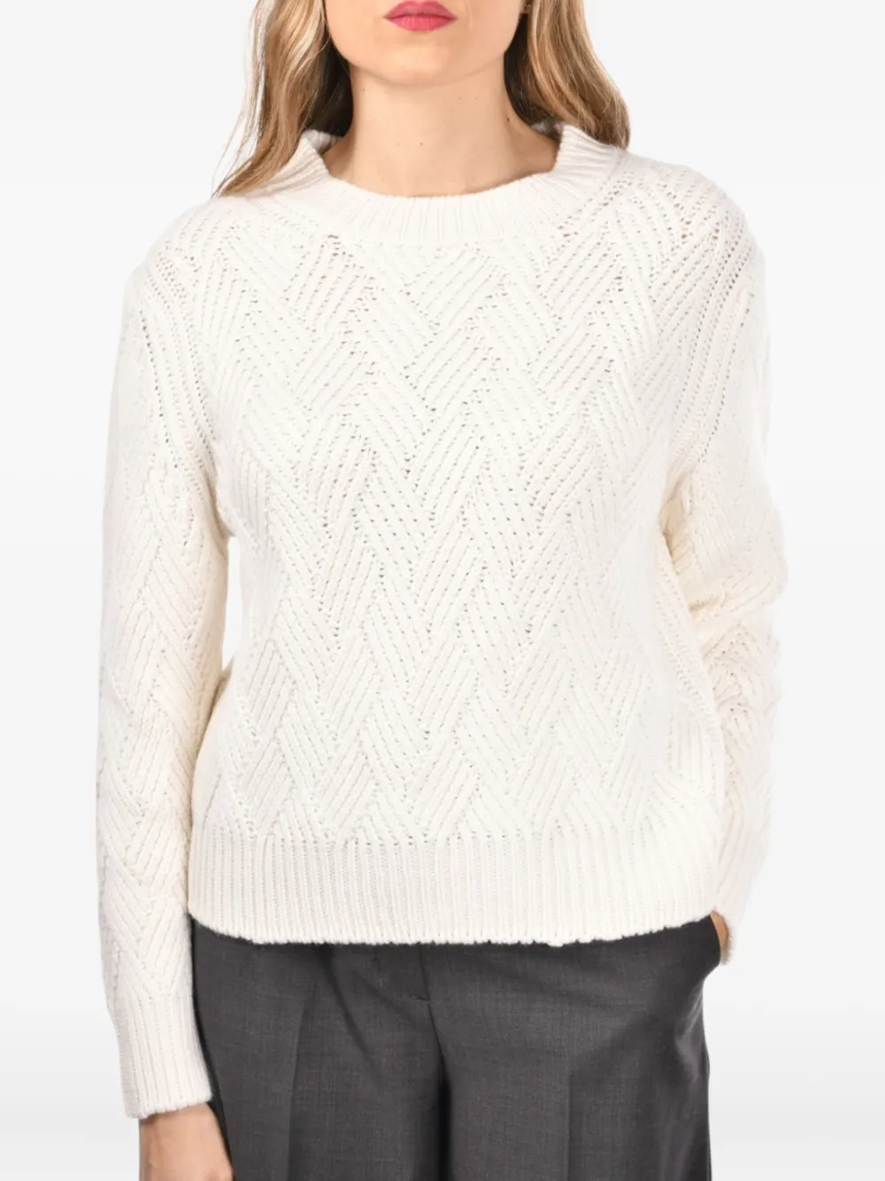 Gran Sasso Textured-knit Crew-neck Sweater In Neutral