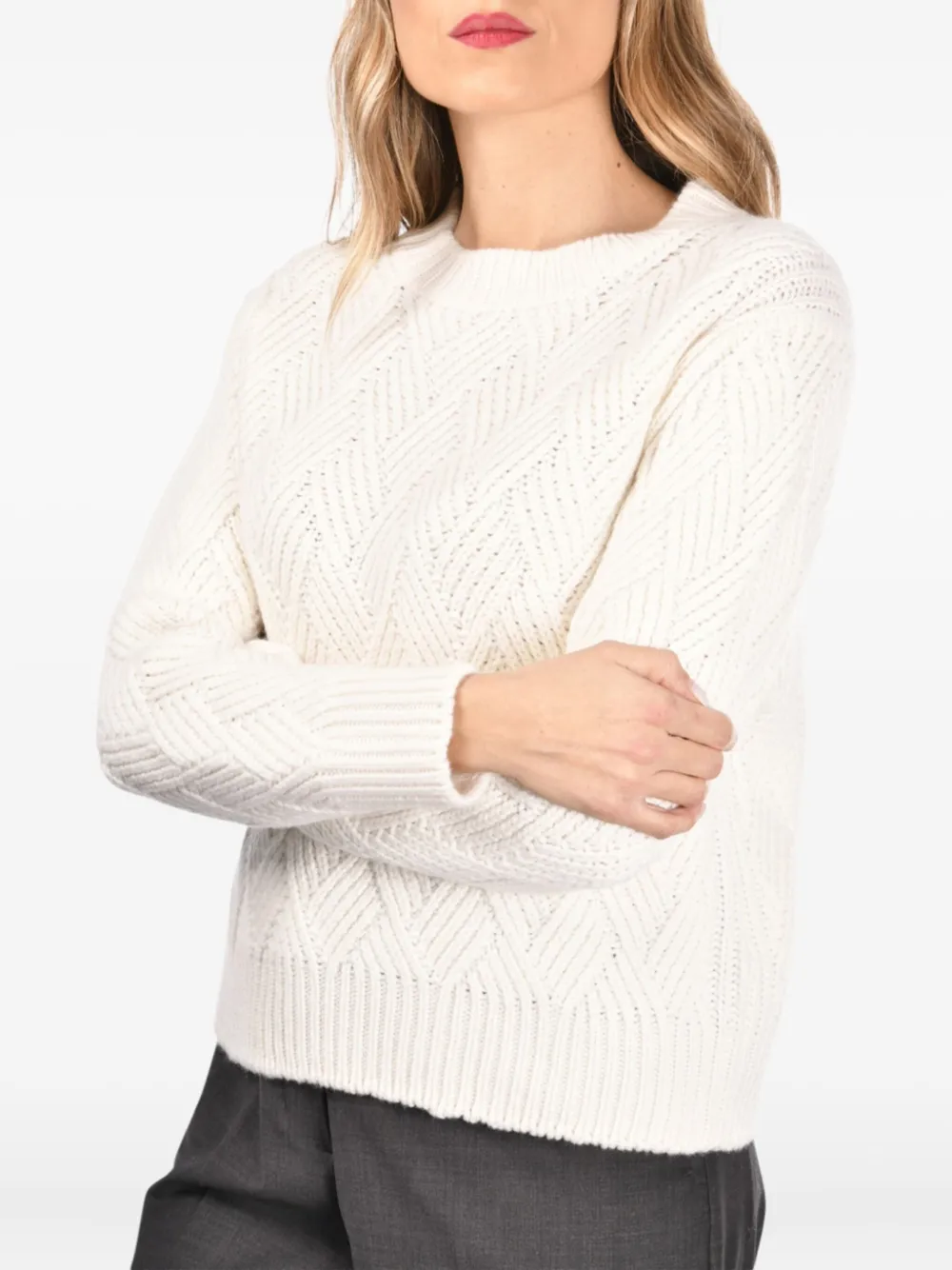 Gran Sasso Textured-knit Crew-neck Sweater In Neutral