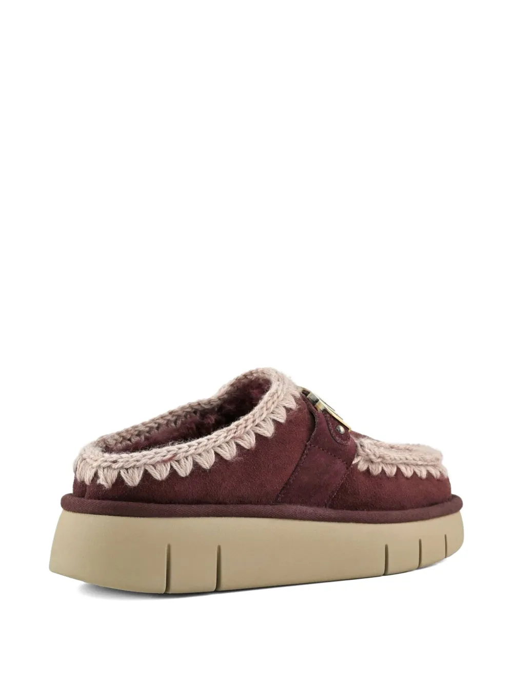 Mou Bounce muiltjes met gehaakt stiksel en logo Rood