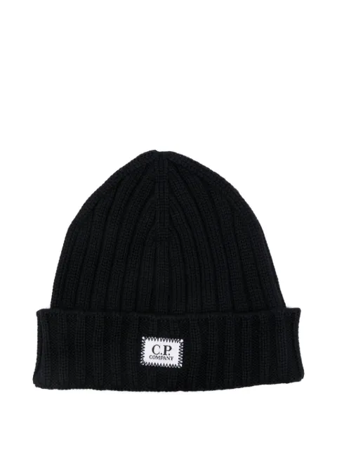 C.P. Company logo-patch beanie hat