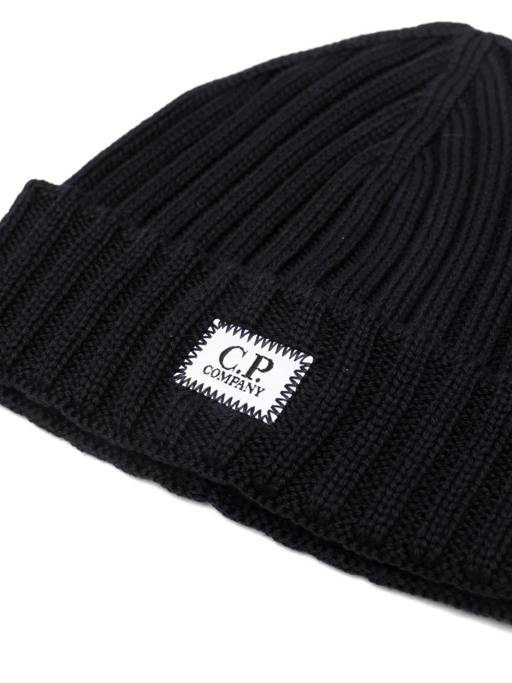 C.p. Company Logo-patch Beanie Hat In Black