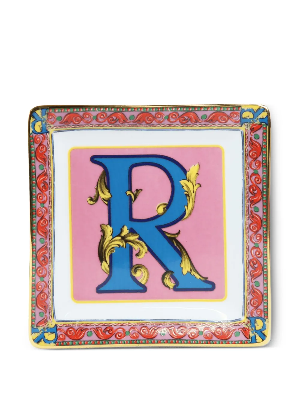BACI MILANO letter-detail decorative tray (15cm x 15cm) | Pink | Image 1