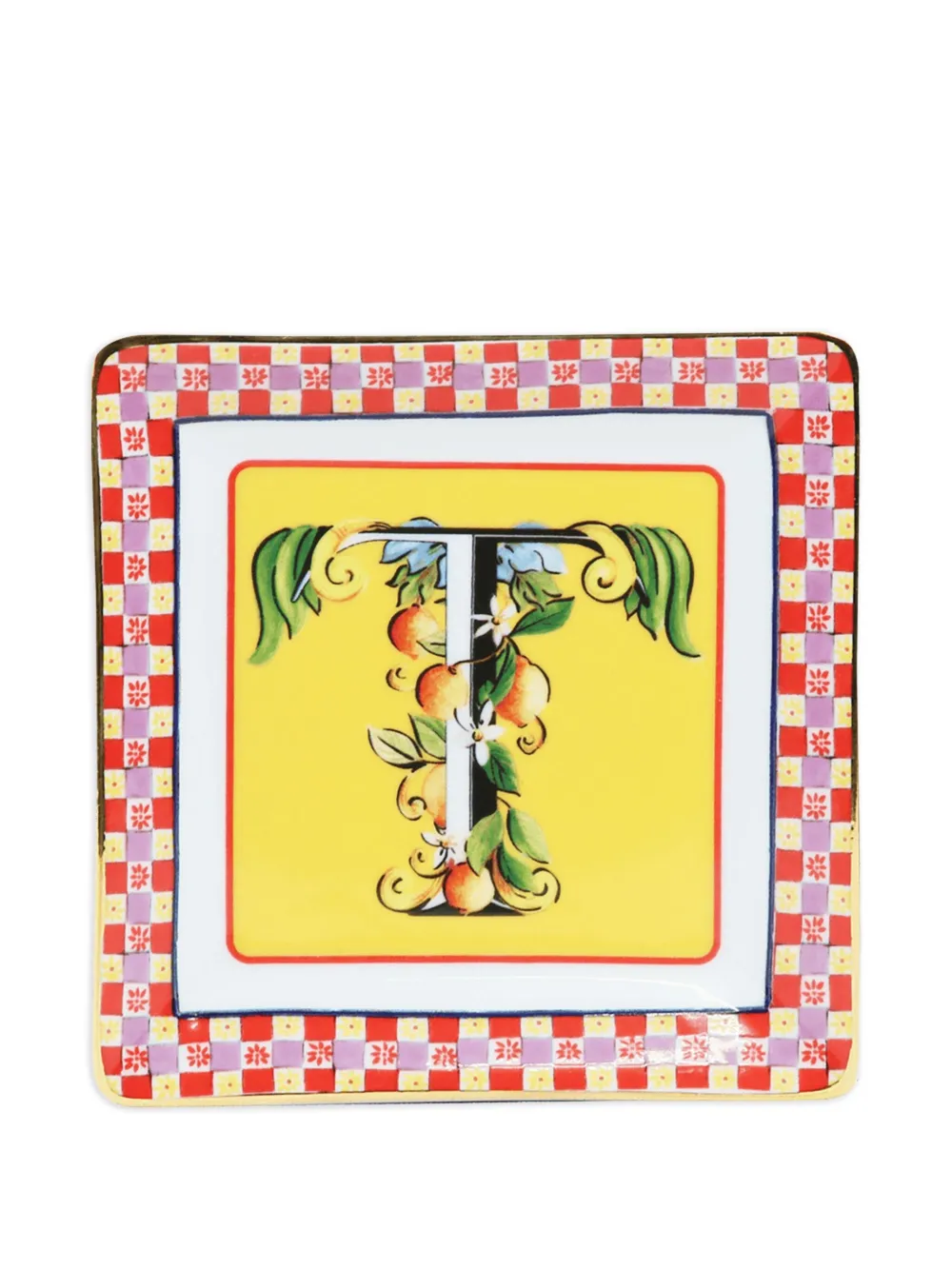 BACI MILANO floral-details decorative tray (15cm x 15cm) | Yellow | Image 1