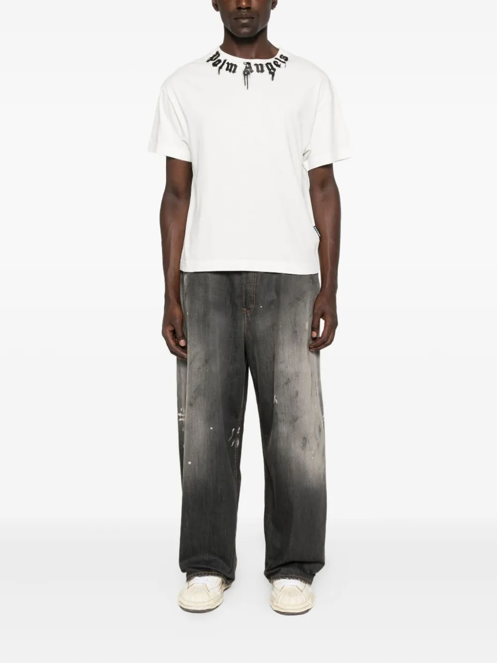 Palm Angels curved-logo T-shirt - Wit