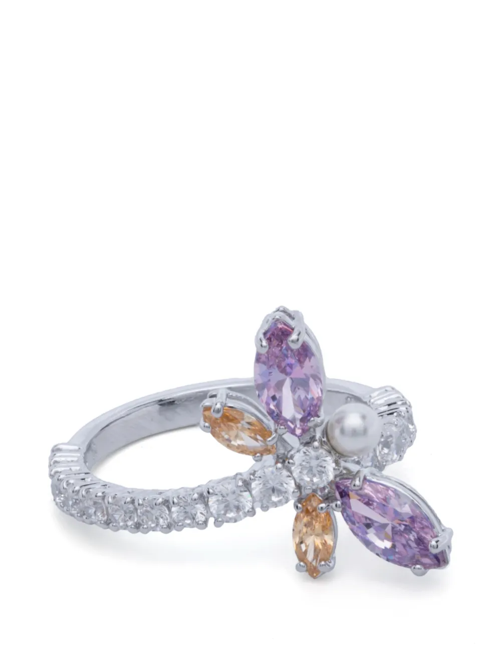Swarovski x Ariana Grande crystal-embellished motif ring - Argento