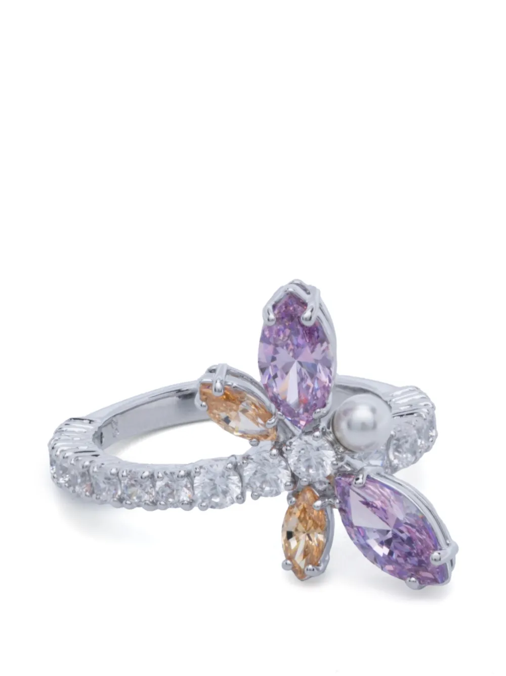 Swarovski x Ariana Grande crystal-embellished motif ring - Argento