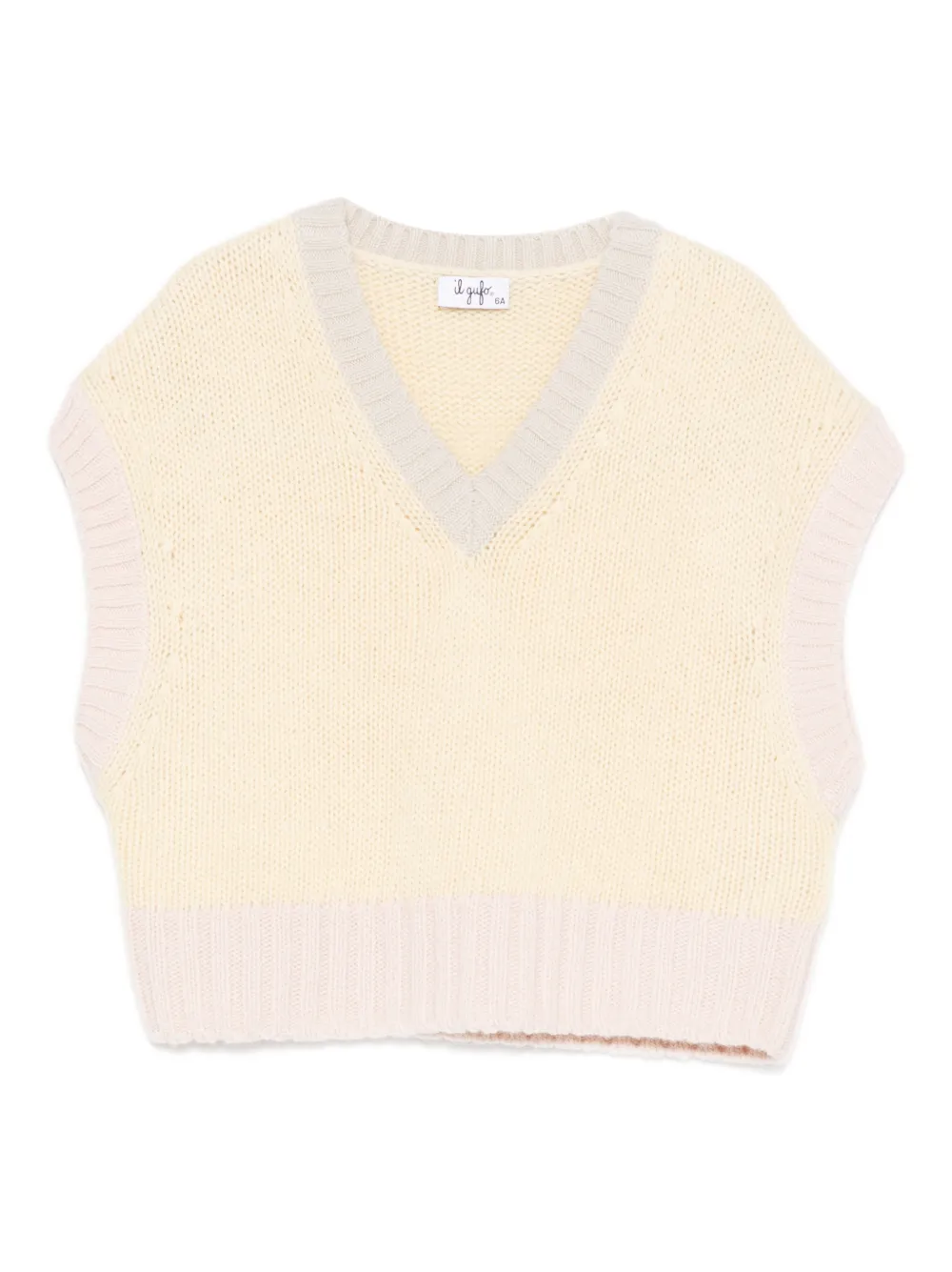 Il Gufo Girls Color Block Merino Wool Vest In Brown