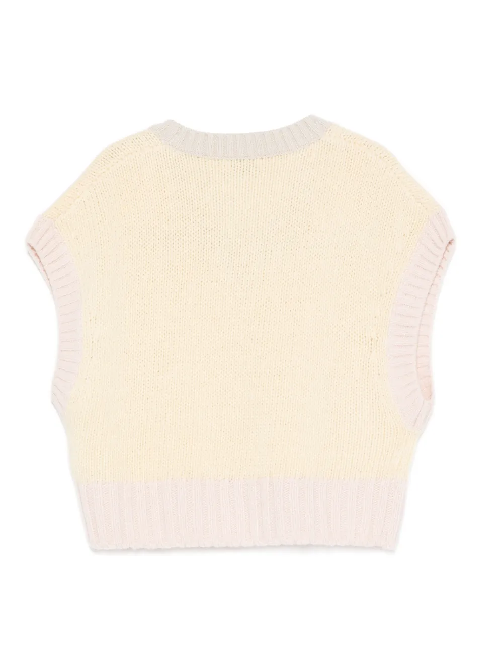 Il Gufo Girls Color Block Merino Wool Vest In Brown