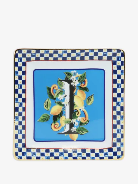 BACI MILANO bandeja decorativa con motivo de cuadros (15cm x 15cm)