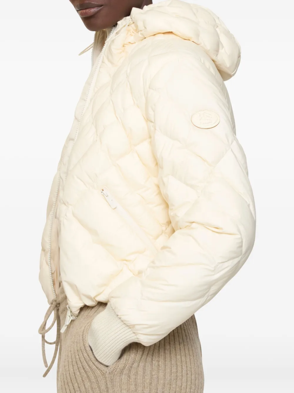 Burberry Check-stitch Hooded Puffer Jacket - White 