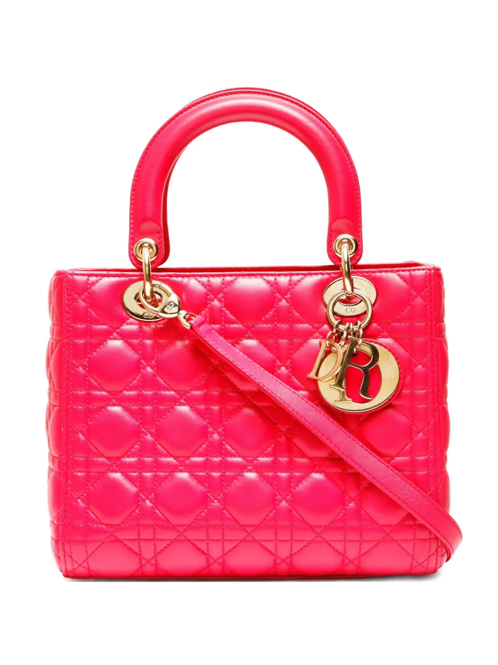 DIOR Pre-owned 2014 Lady Medium Two-way Handbag In Pink