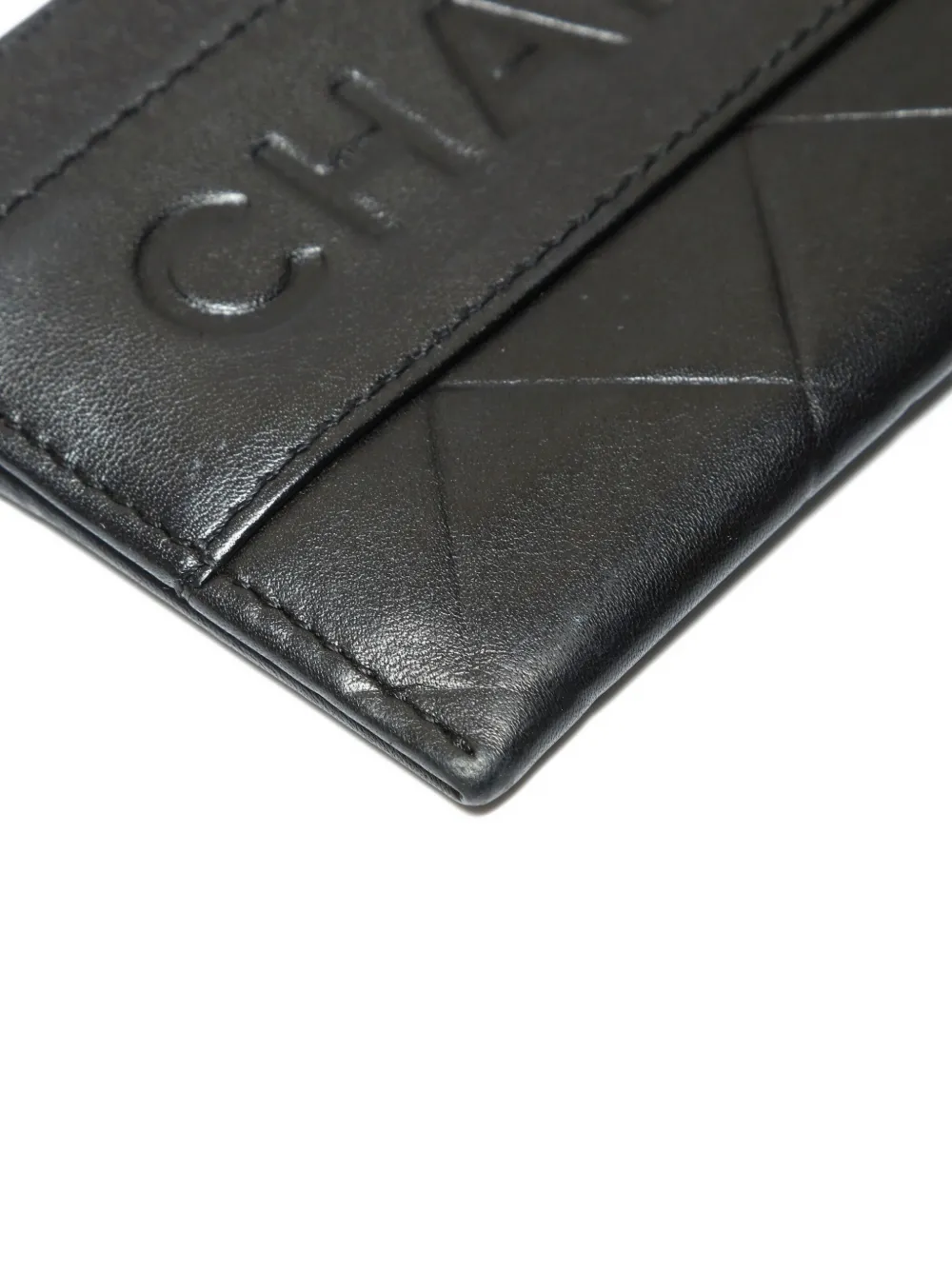 Pre-owned Chanel 2005-2007 Diamond-quilted Cardholder In Black