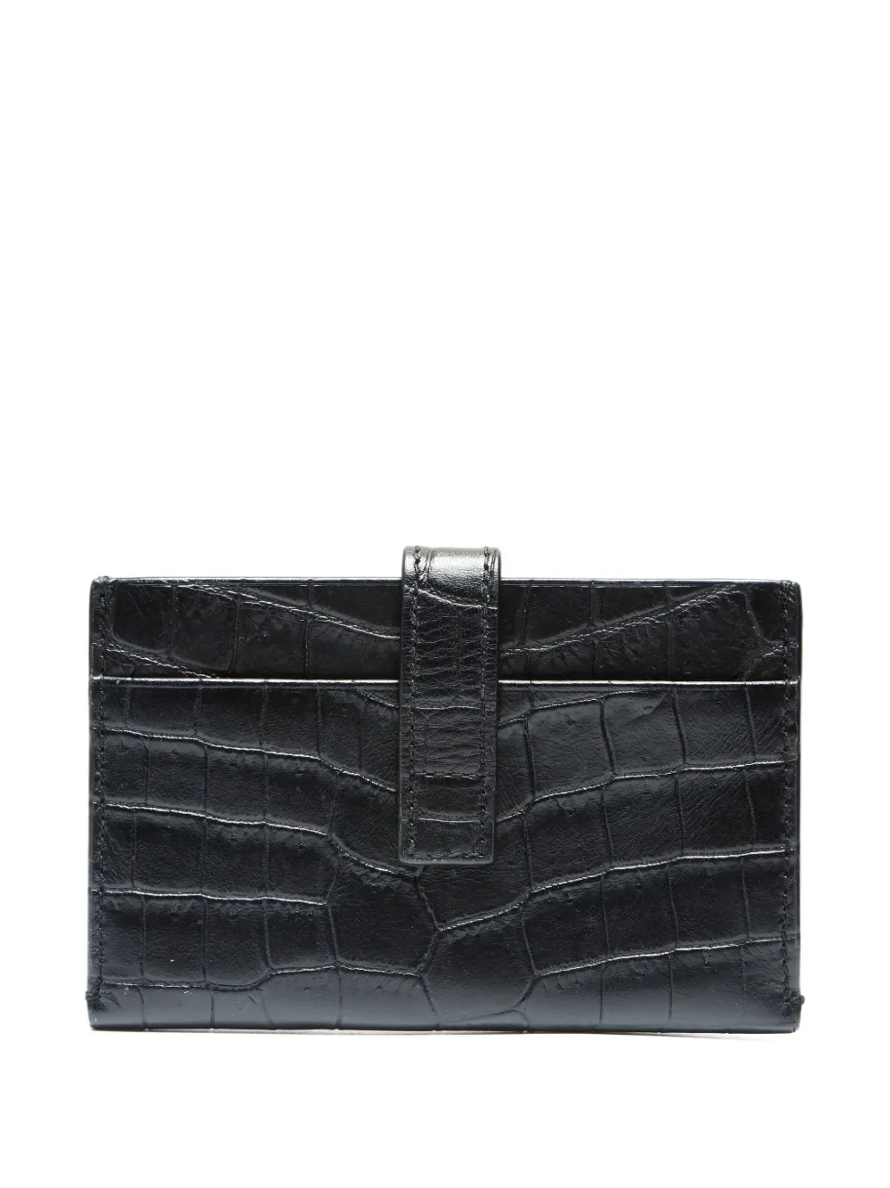 Saint Laurent Pre-Owned 2000-2020 crocodile-effect cardholder | Black | Image 1
