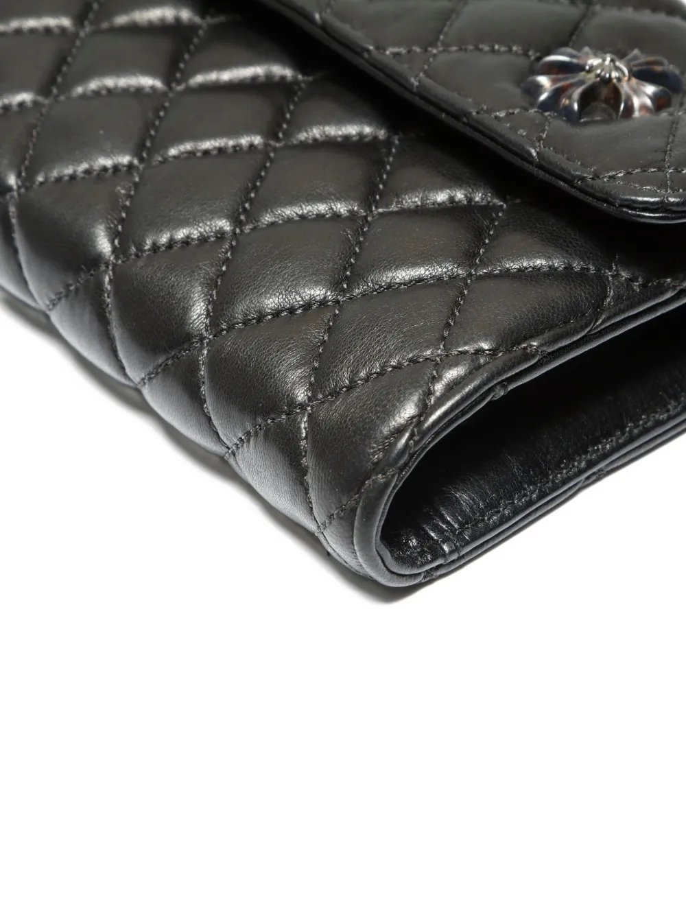 Pre-owned Chrome Hearts 2010 Logo-plaque Quilted Wallet In Black