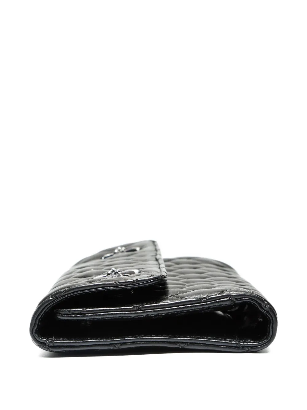 Pre-owned Chrome Hearts 2010 Logo-plaque Quilted Wallet In Black