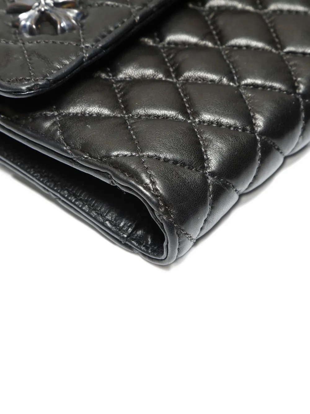 Pre-owned Chrome Hearts 2010 Logo-plaque Quilted Wallet In Black
