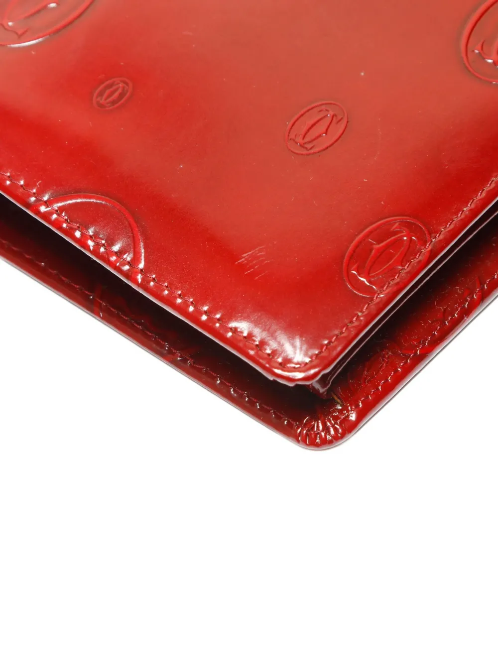 Pre-owned Cartier 2000s Logo-embossed Leather Wallet In Red