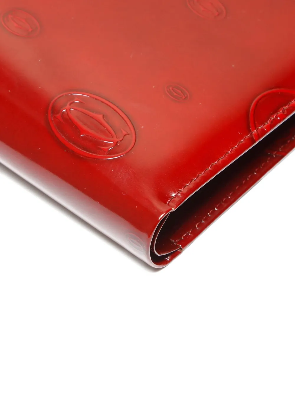 Pre-owned Cartier 2000s Logo-embossed Leather Wallet In Red