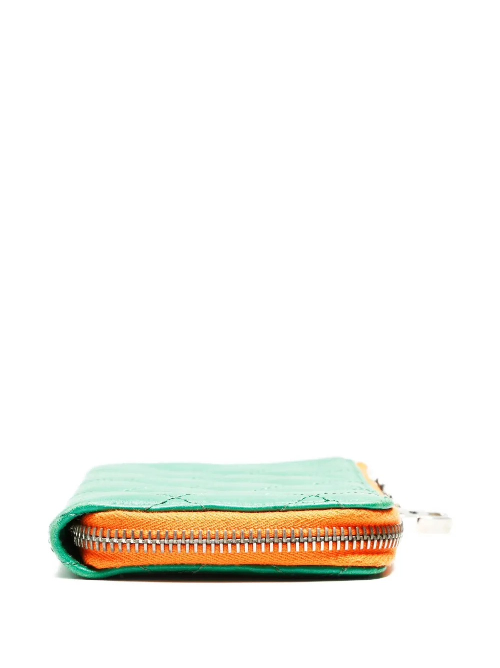 Pre-owned Chanel 2008-2009 Matelasse Logo-zip Wallet In Green