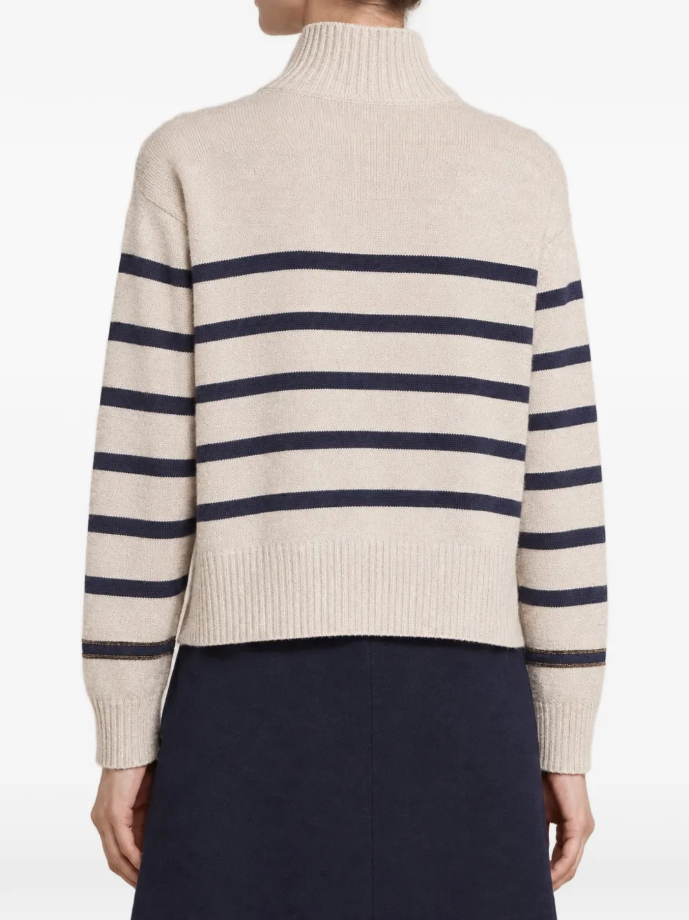 Brunello Cucinelli striped mock-neck sweater Beige