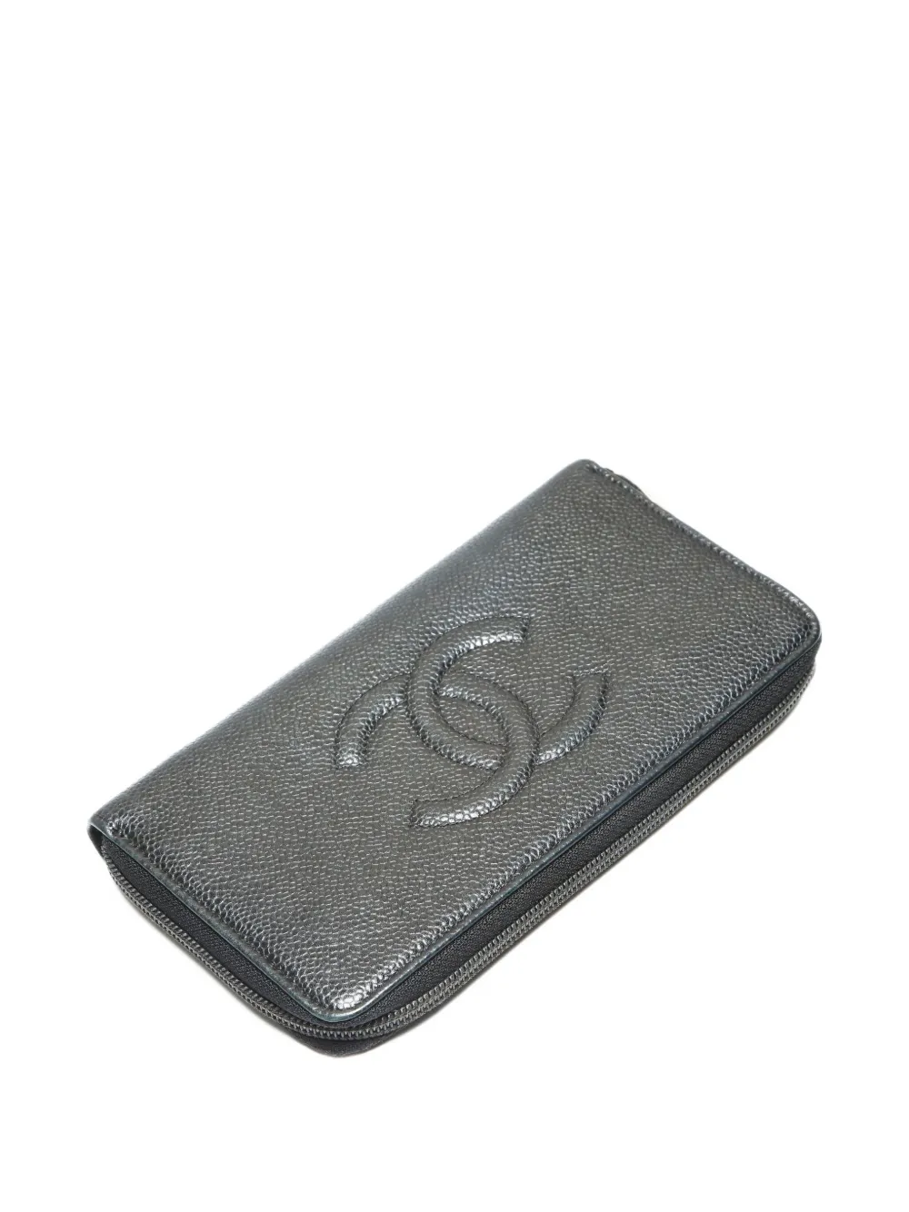 Pre-owned Chanel 2014-2015 Cc Leather Wallet In Black