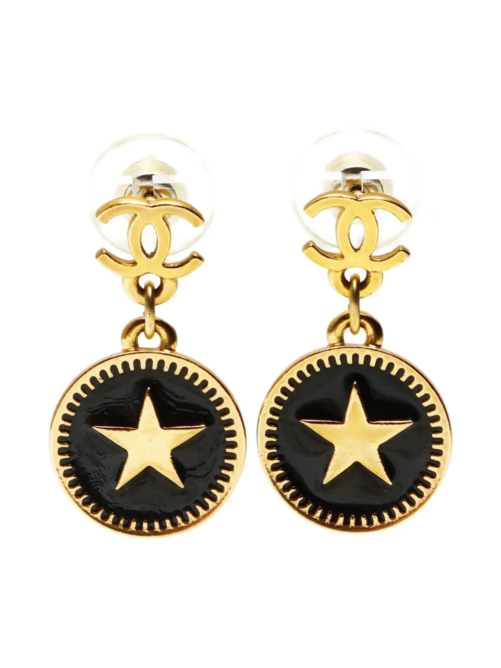 CHANEL Pre-Owned 2001 スターディテール ピアス - ゴールドトーン CHANEL Pre-Owned 2001 スターディテール ピアス - ゴールドトーン