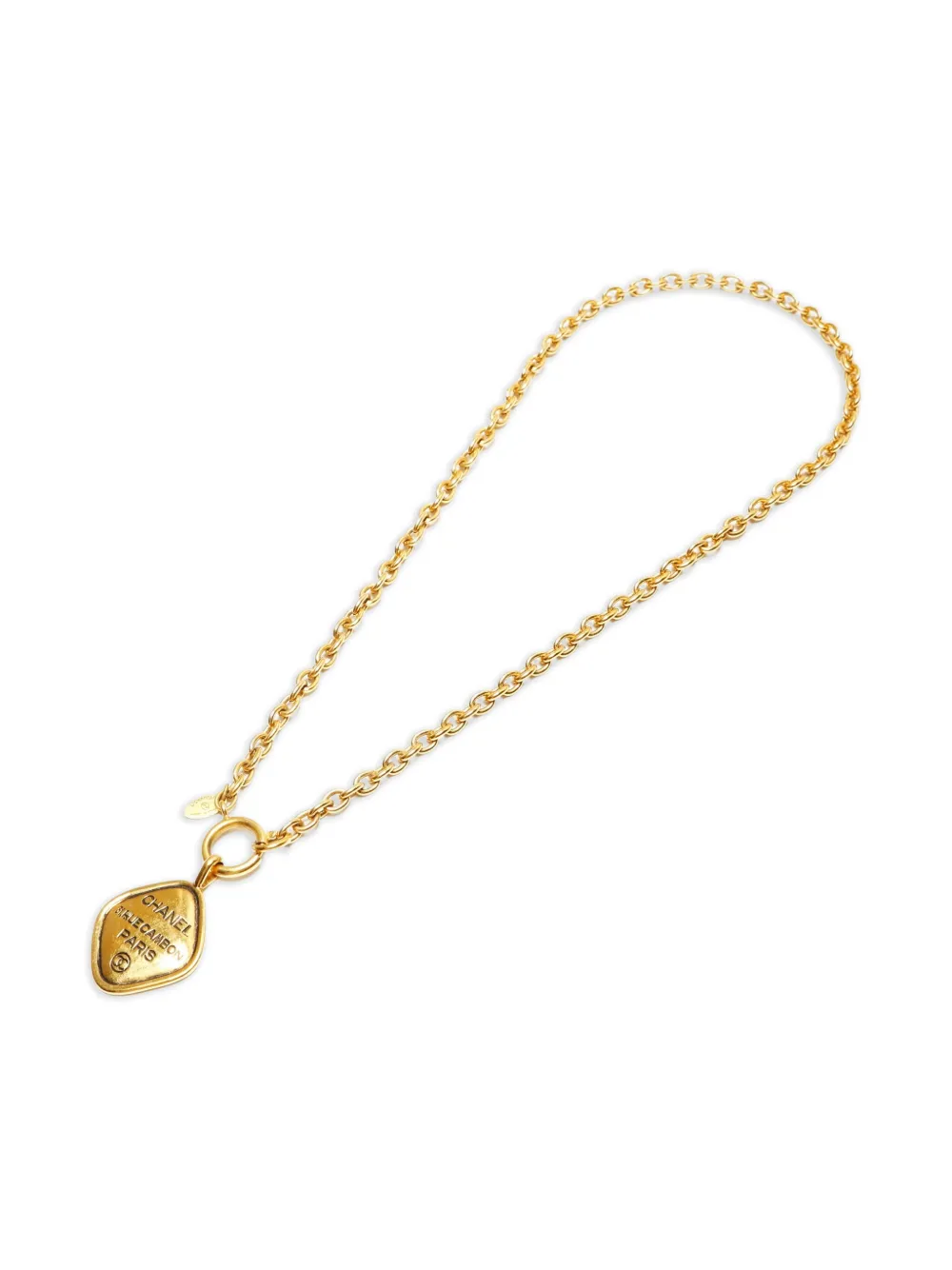 CHANEL Pre-Owned 1980s logo-plaque necklace - Oro