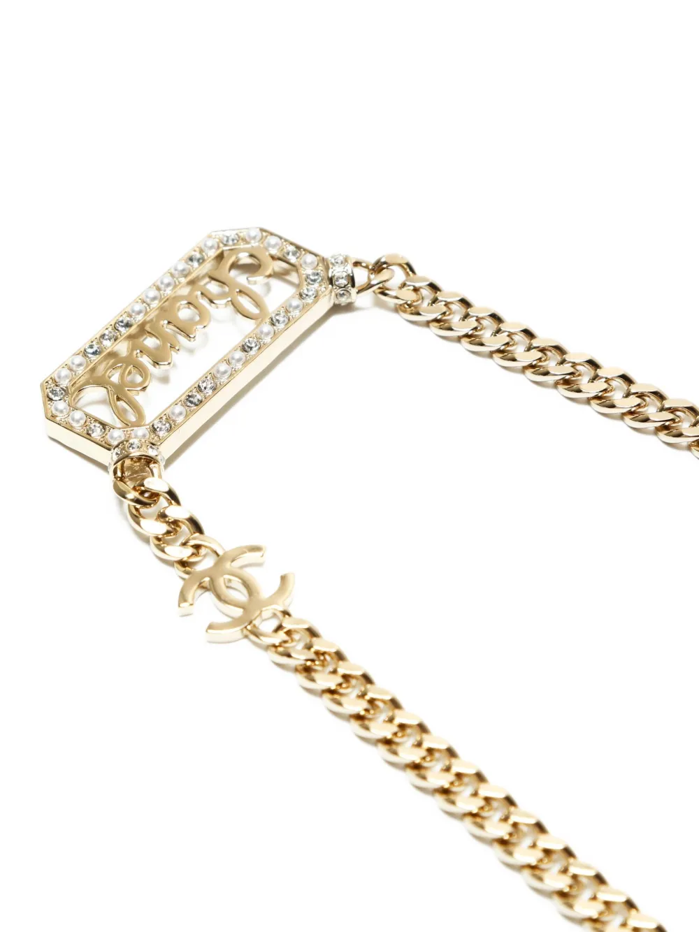 CHANEL Pre-owned 2023 Logo-plaque Necklace In Gold
