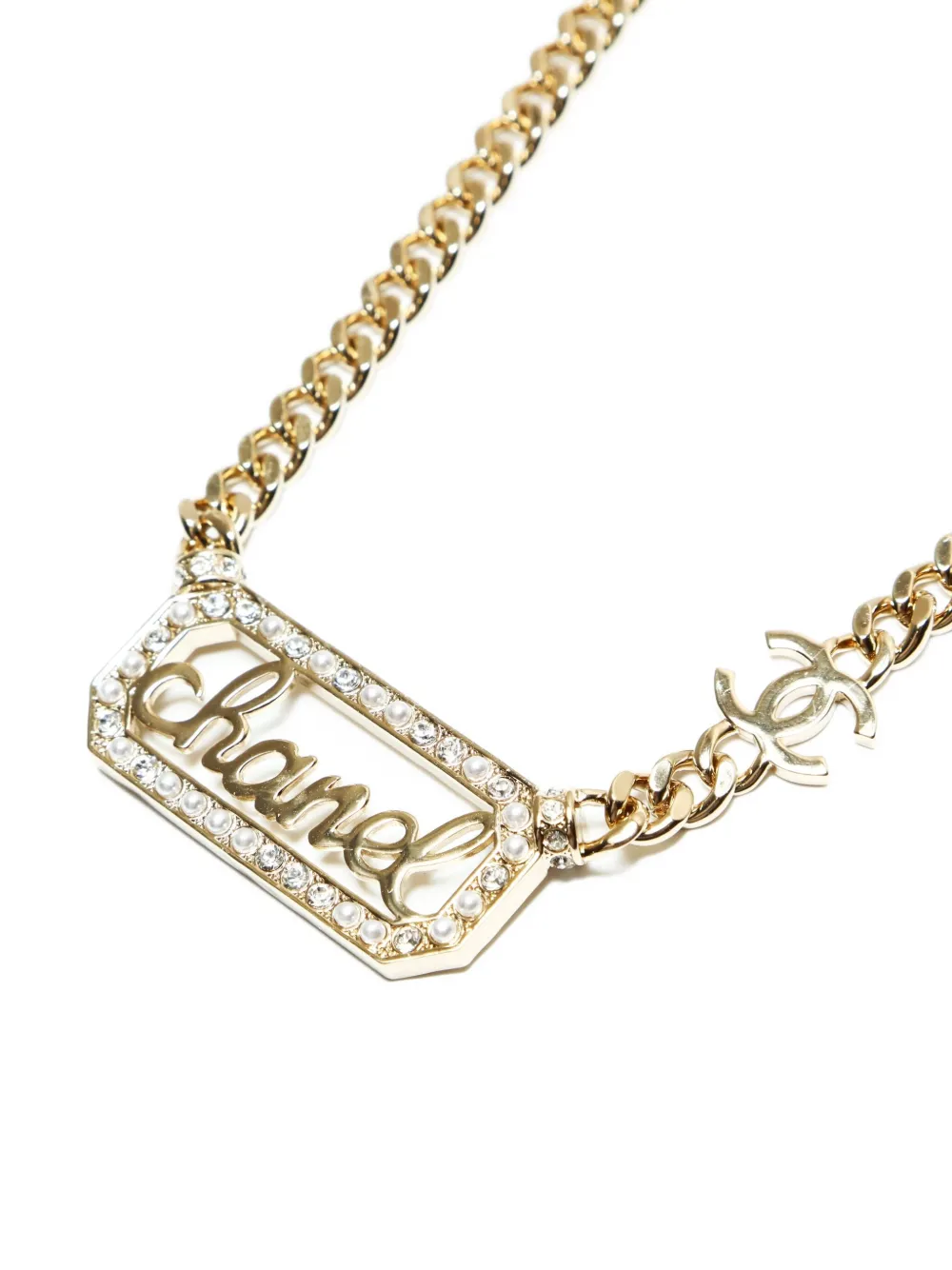 CHANEL Pre-owned 2023 Logo-plaque Necklace In Gold