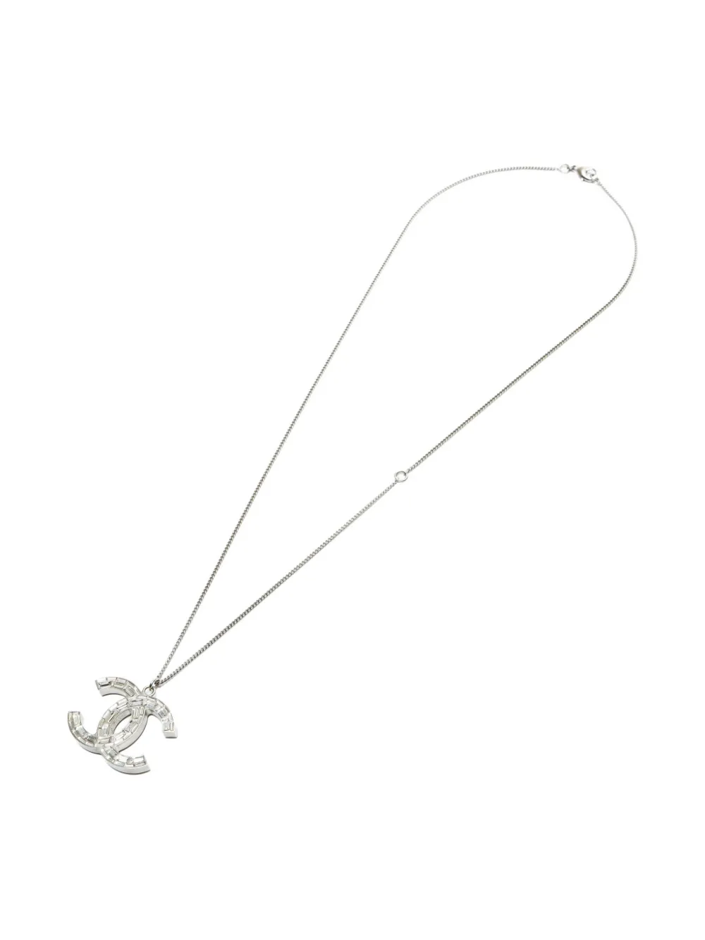 Pre-owned Chanel 2011 Cc Mark Necklace In Silver