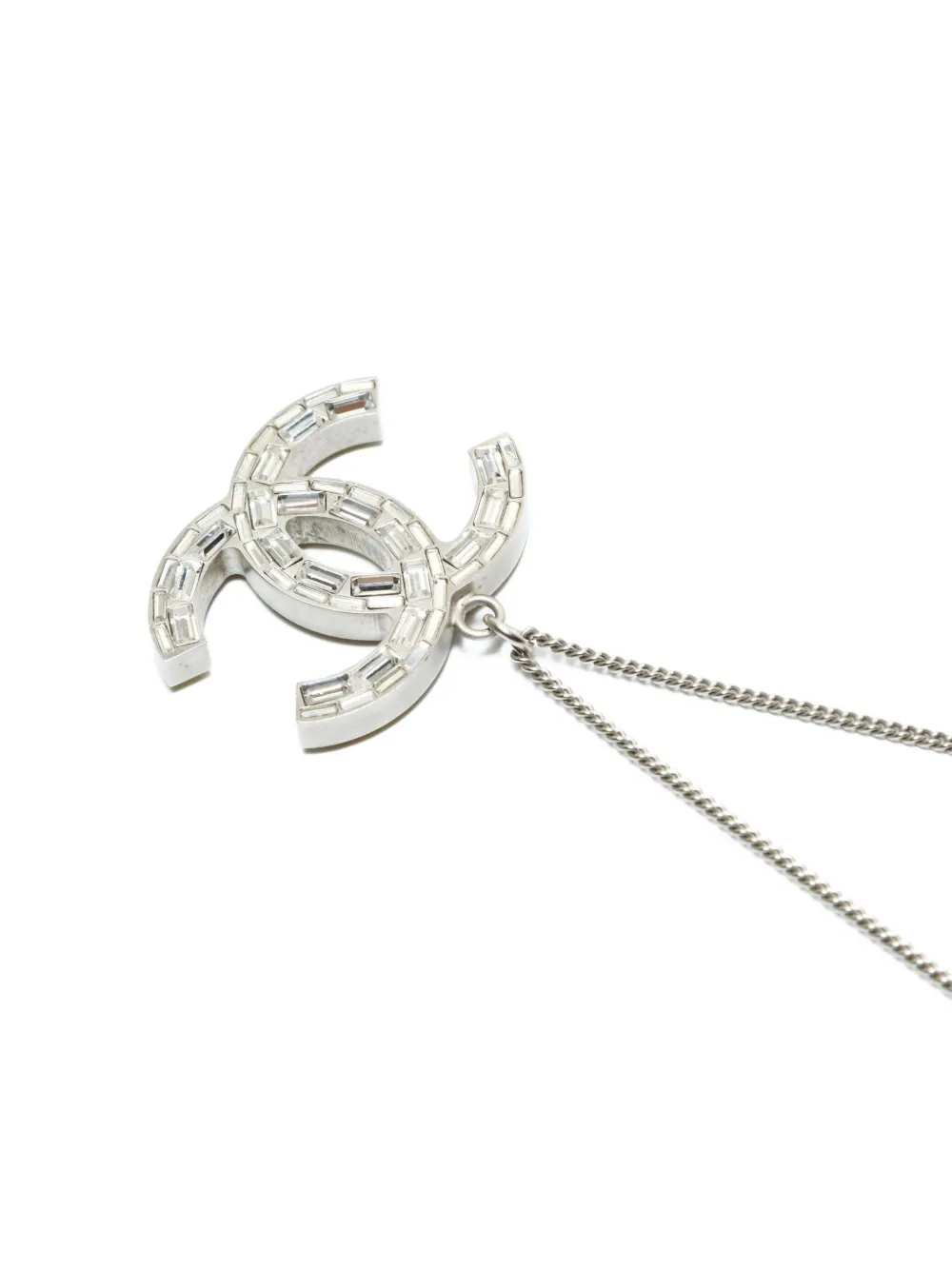 Pre-owned Chanel 2011 Cc Mark Necklace In Silver