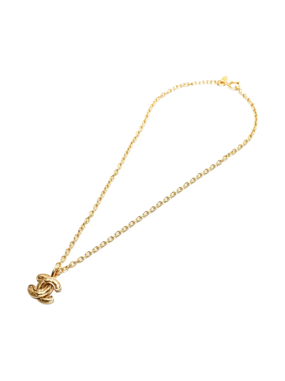 Pre-owned Chanel 1980s Interlocking Cc-pendant Necklace In Gold