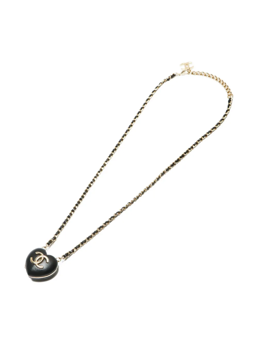 Pre-owned Chanel 2022 Cc Mark Pendant Necklace In Black
