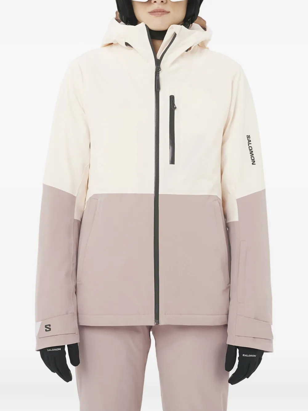 Salomon hooded colour-block jacket - Beige