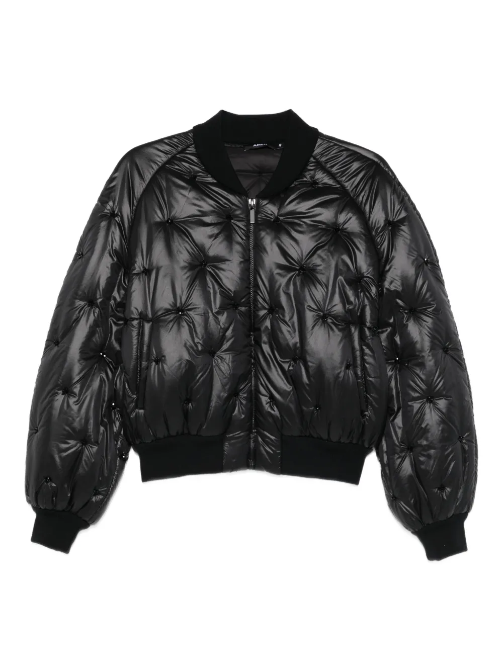 Amen quilted embellished bomber jacket - Nero