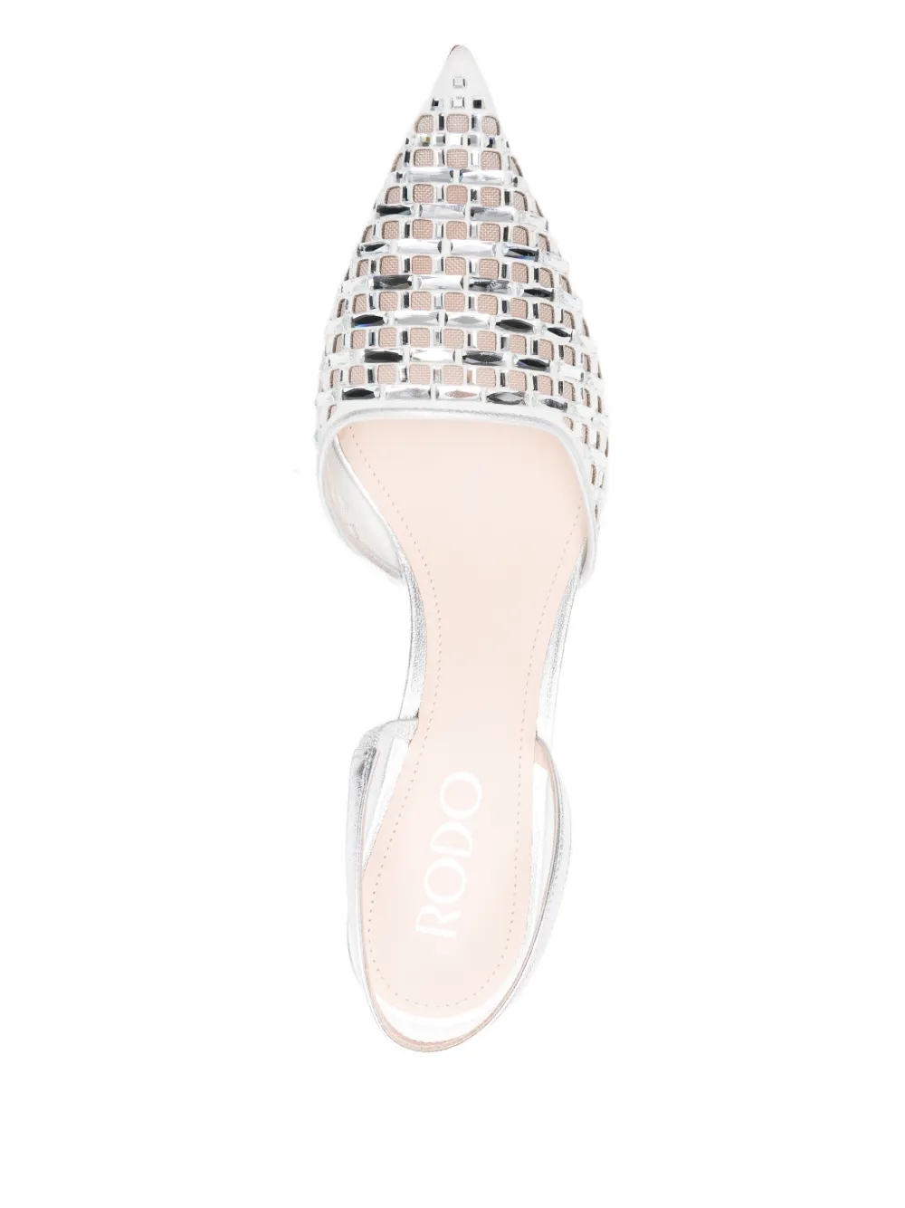 Rodo 50 mm muiltjes verfraaid met stras Zilver