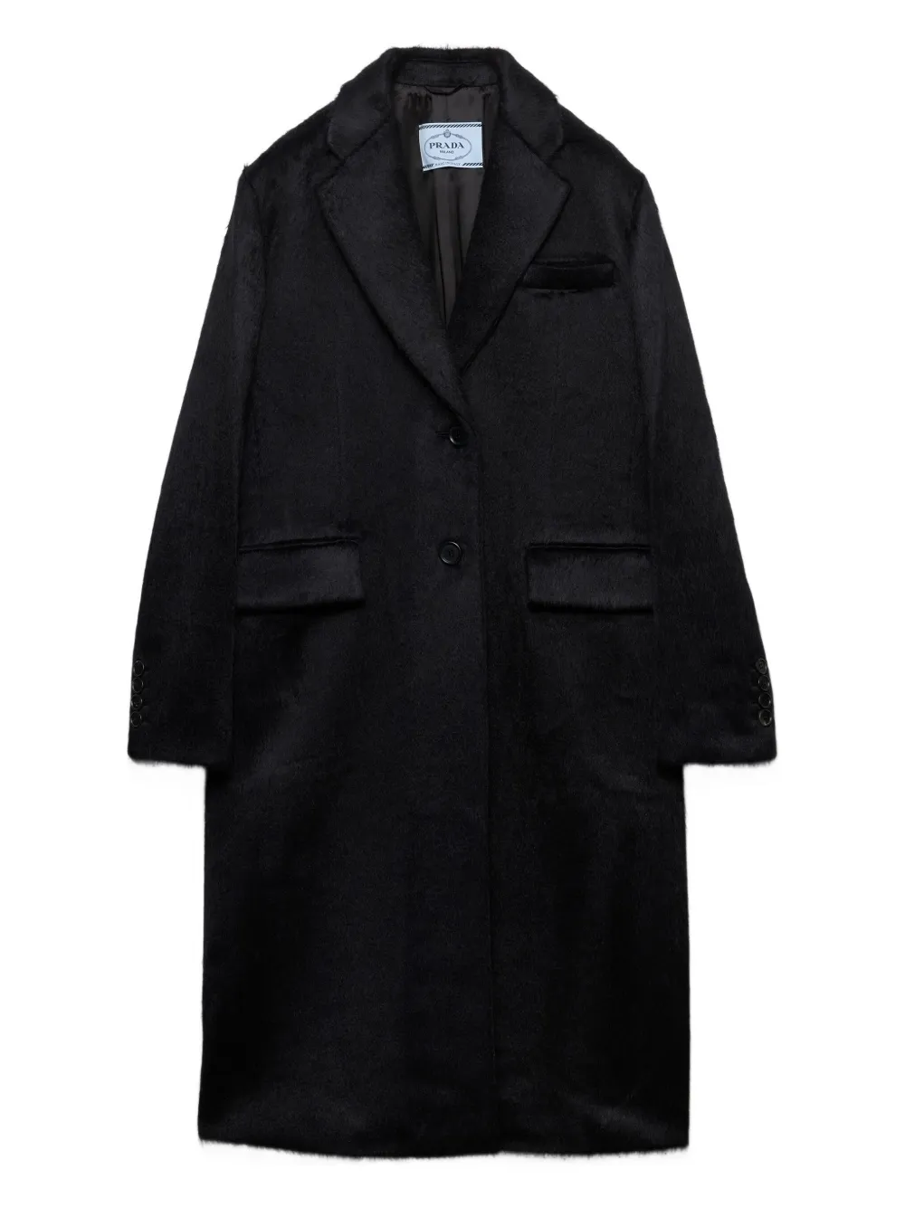 Prada Velvet Single-breasted Coat In Blue