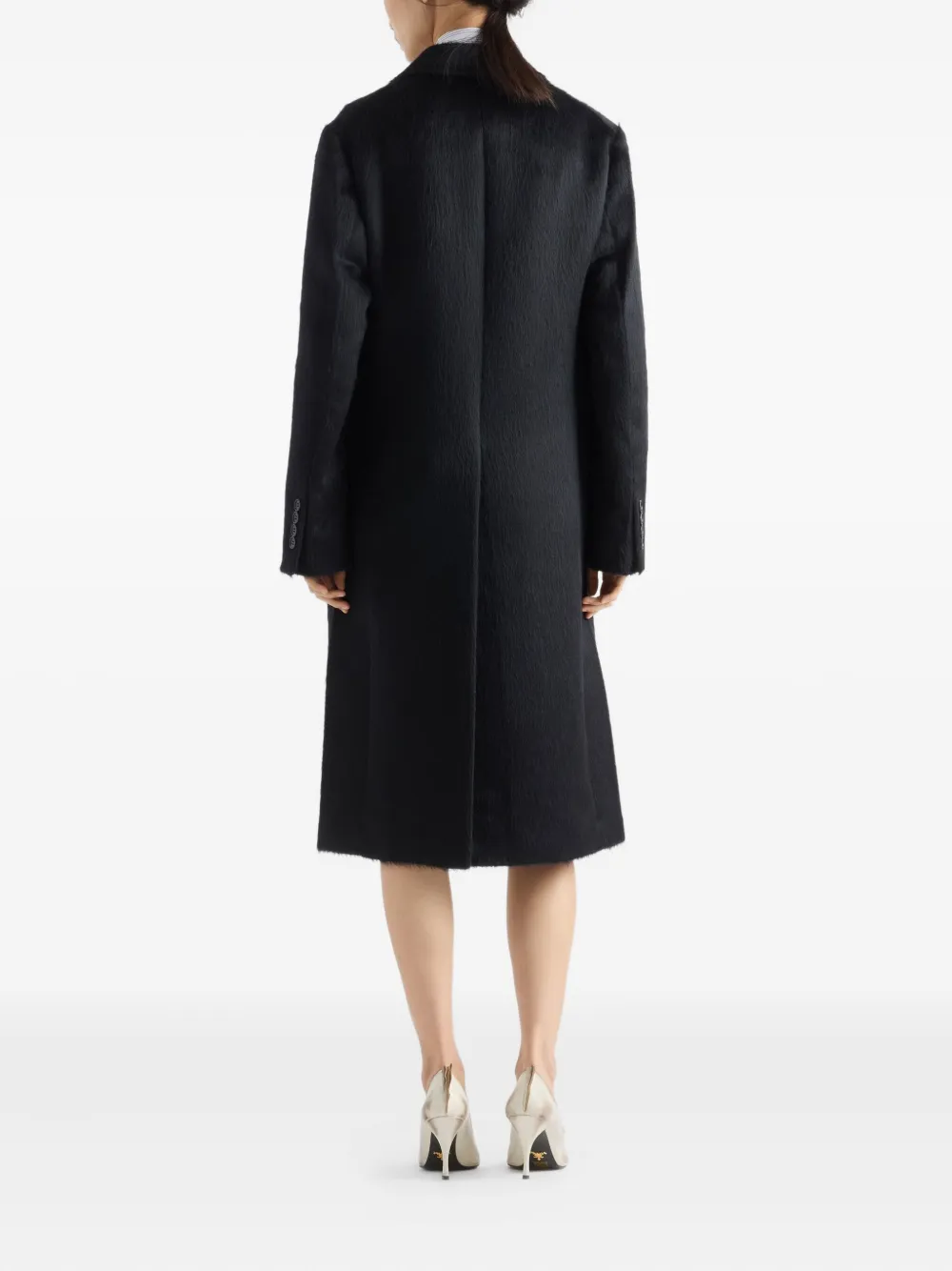 Prada Velvet Single-breasted Coat In Blue