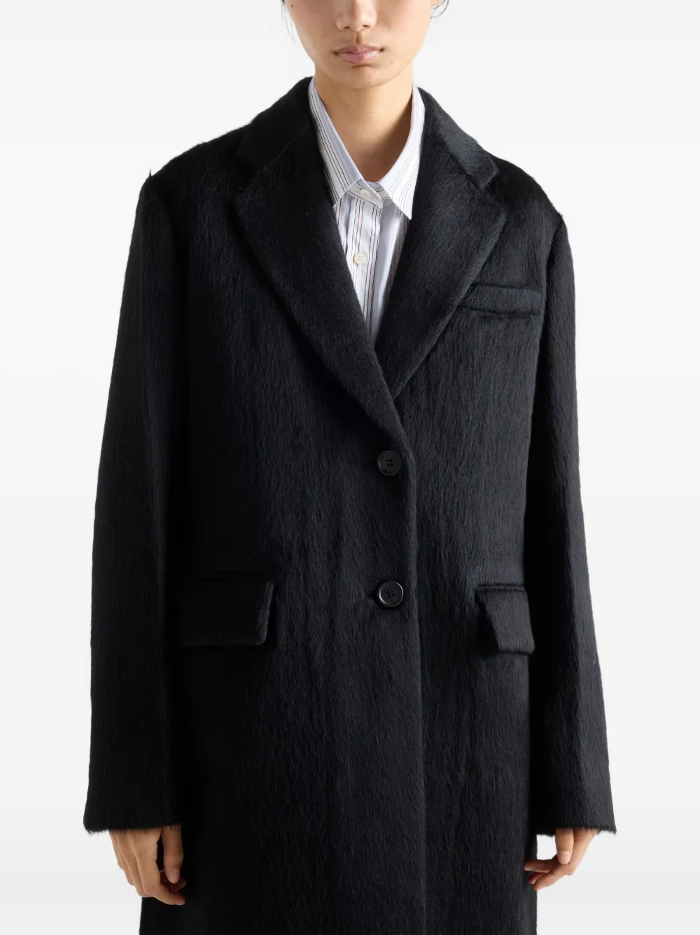 Prada Velvet Single-breasted Coat In Blue