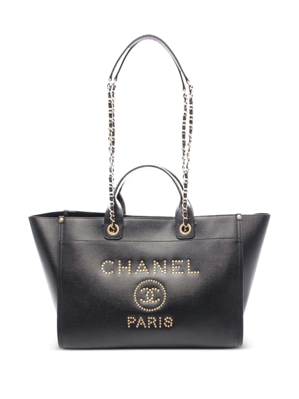 CHANEL Pre-Owned Borsa tote Deauville in pelle Caviar con borchie 2018-2019 - Nero