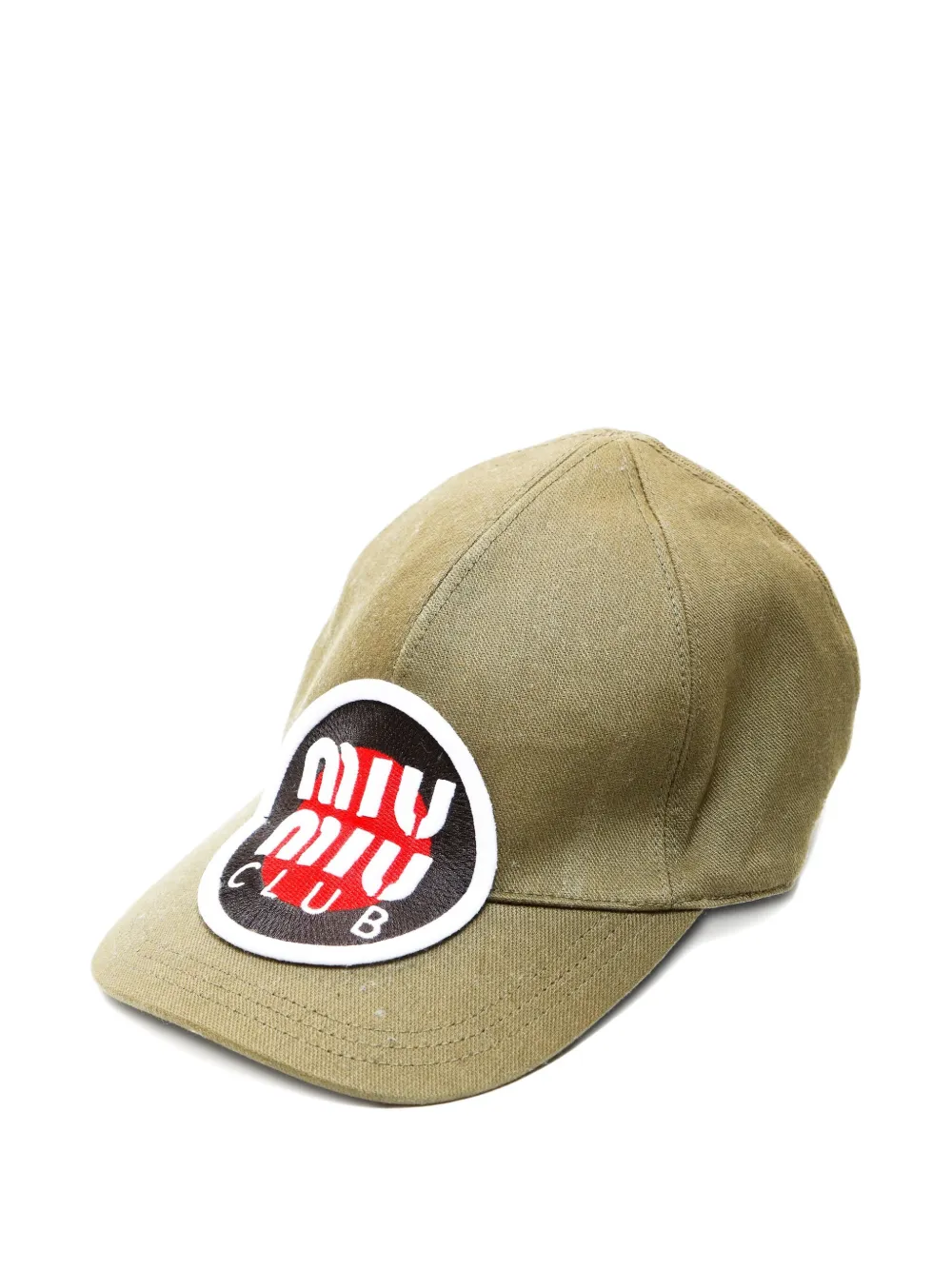 Pre-owned Miu Miu 2015-2025s Logo-patch Baseball Cap In Green