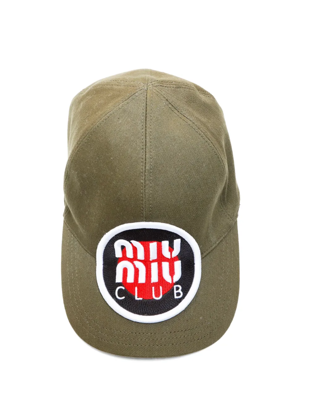Pre-owned Miu Miu 2015-2025s Logo-patch Baseball Cap In Green