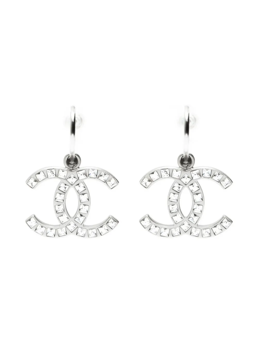 CHANEL Pre-Owned 2009 rhinestone-embellishment earrings - Argento